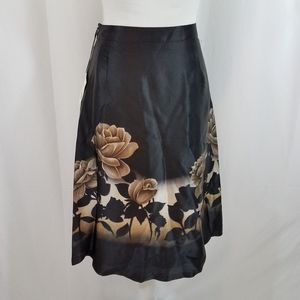 Infinitif Black Silk A Line Skirt 38/4 NWT